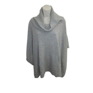 $179 NWT 100% Cashmere Gray Cowl Neck Poncho  Pouch Pocket NWT plus size